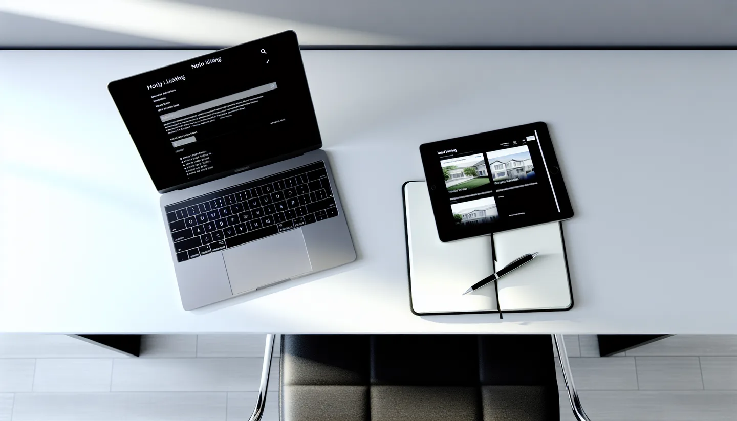 Laptop and tablet showing online property listing website