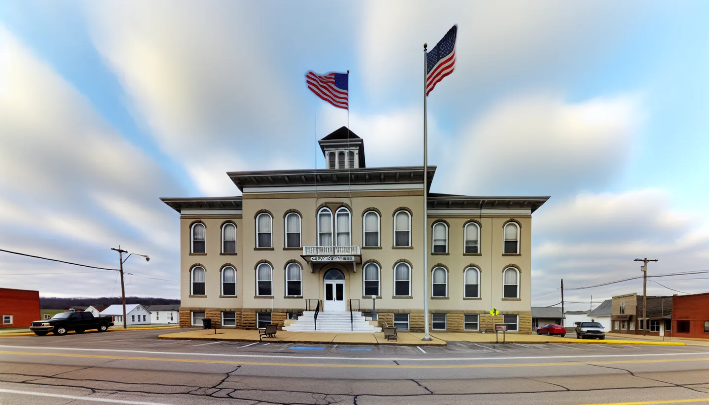 County courthouse exterior in a small town