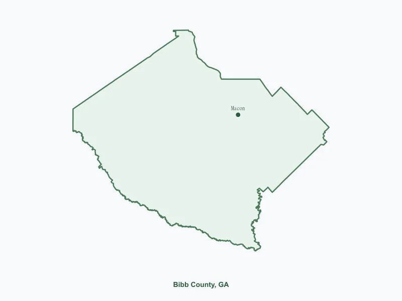 Map of Bibb County, GA showing major cities