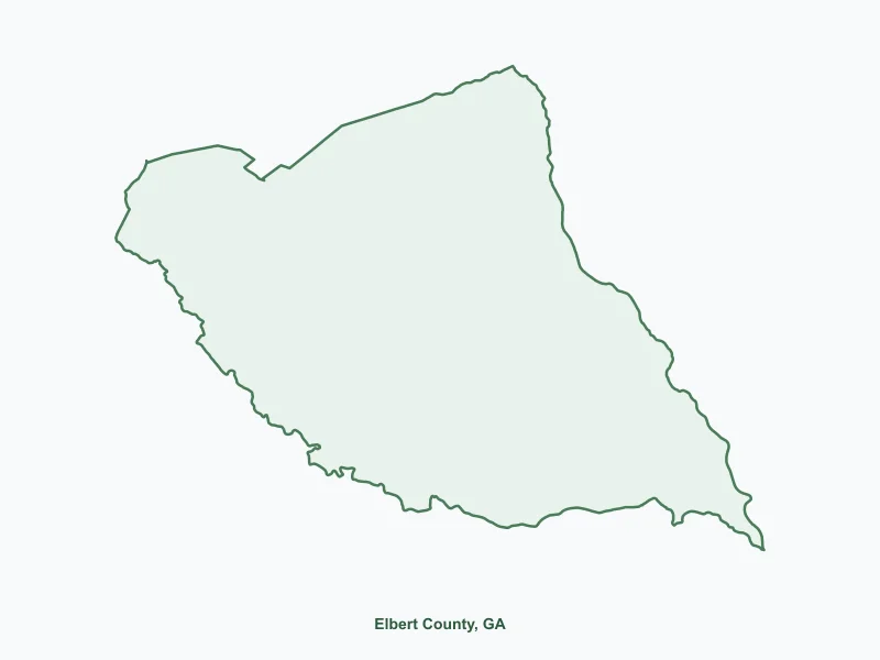 Map of Elbert County, GA showing major cities