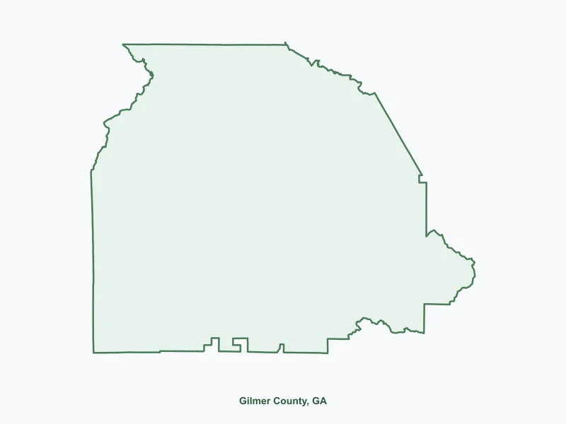 Map of Gilmer County, GA showing major cities