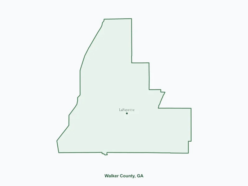 Map of Walker County, GA showing major cities