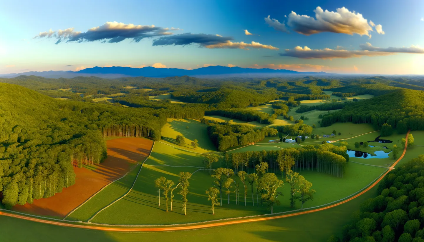 Aerial view of Georgia State rural land