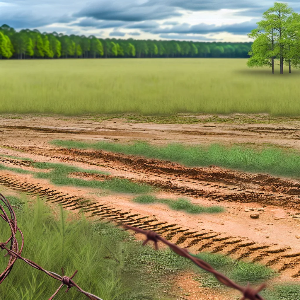 Rural acreage with open grassland and conifer forest in Atlanta, Georgia