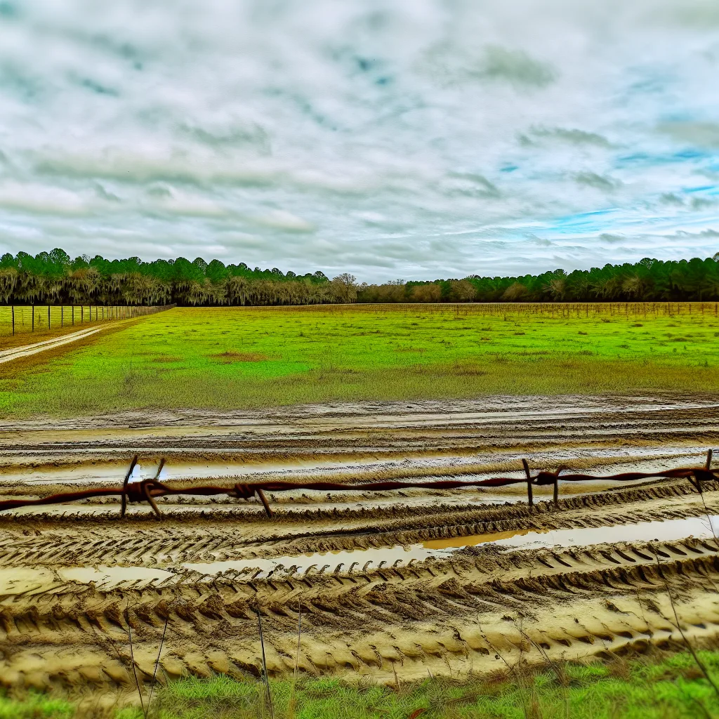 Rural acreage with open grassland and conifer forest in Brantley County, Georgia