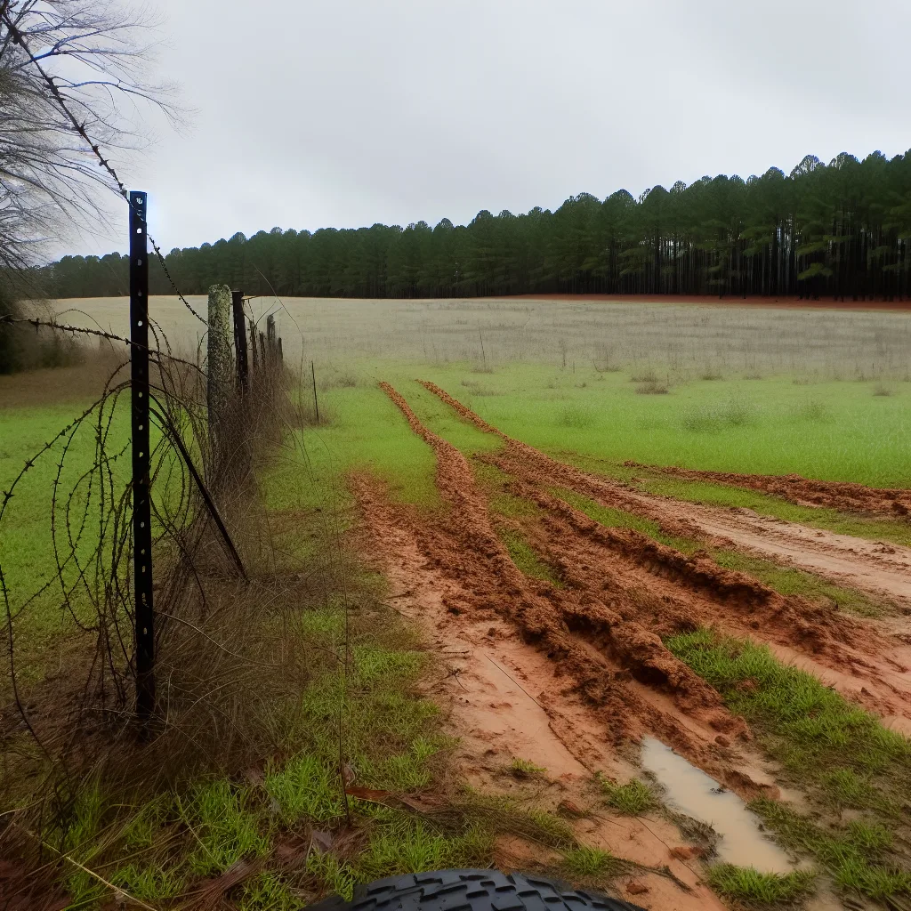 Rural acreage with open grassland and conifer forest in Carrollton, Georgia