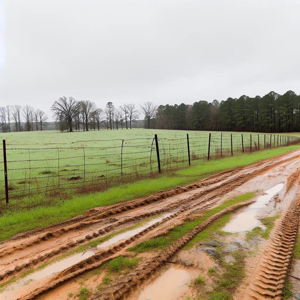 Rural acreage with open grassland and conifer forest in Fulton County, Georgia