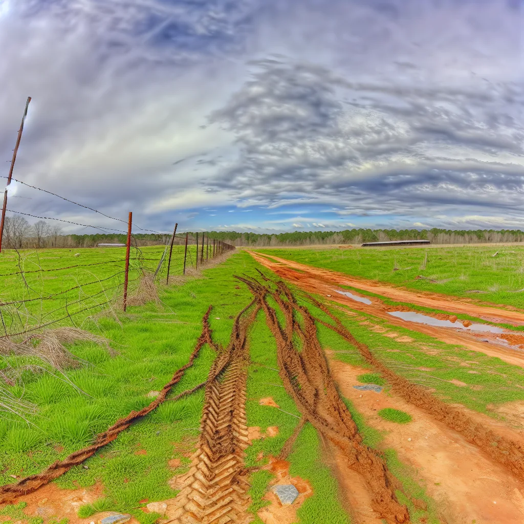 Rural acreage with open grassland and conifer forest in Marietta, Georgia
