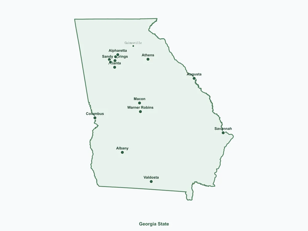 Map of Georgia State showing major cities